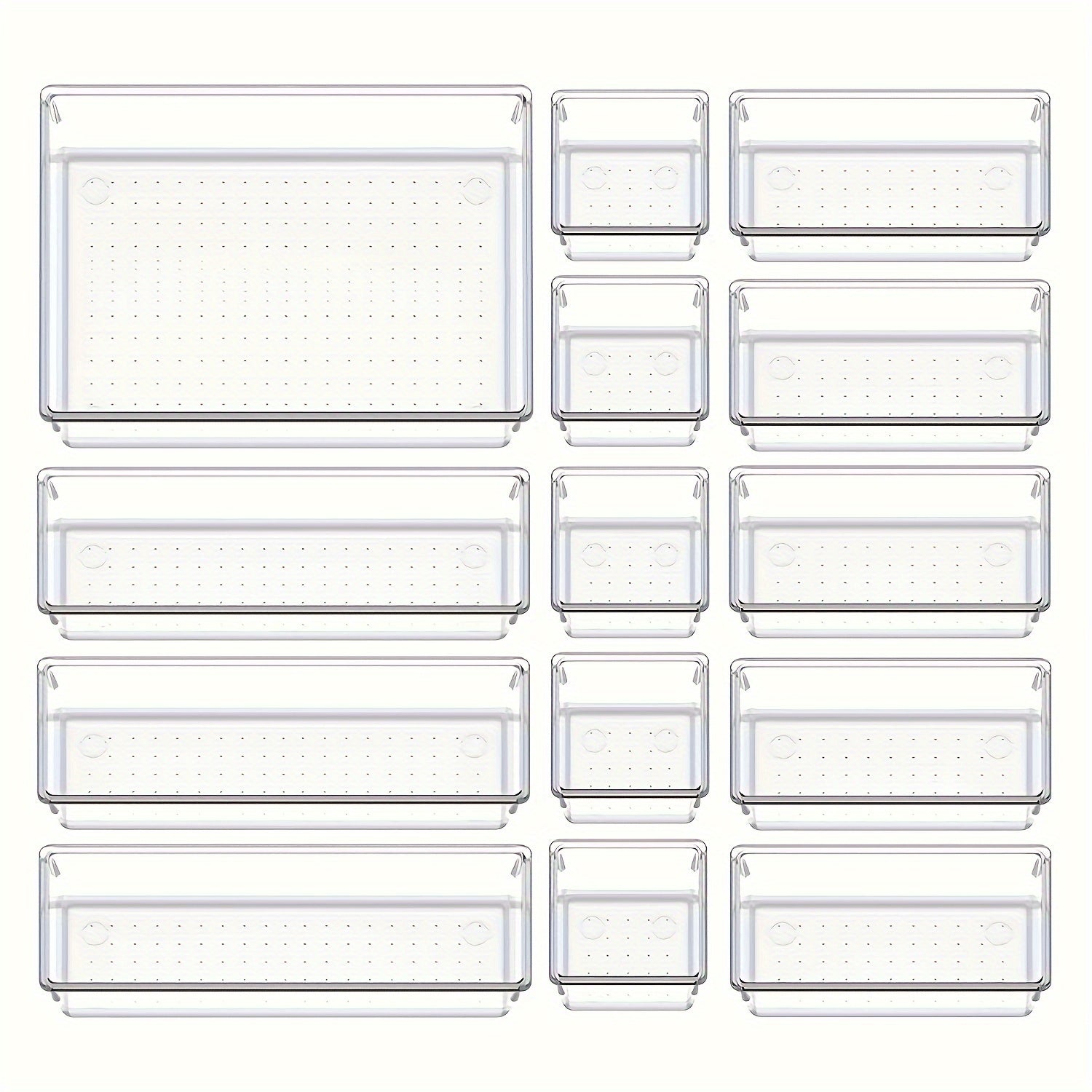 7/14 Pcs Clear Plastic Drawer Organizer Sets for Kitchen Bathroom Office