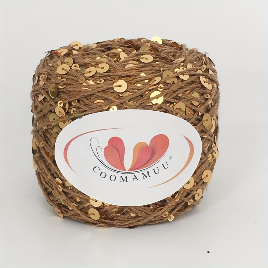 Sequin Cotton Yarn for Hand Knitting and Crocheting 50g White Red Black Beige