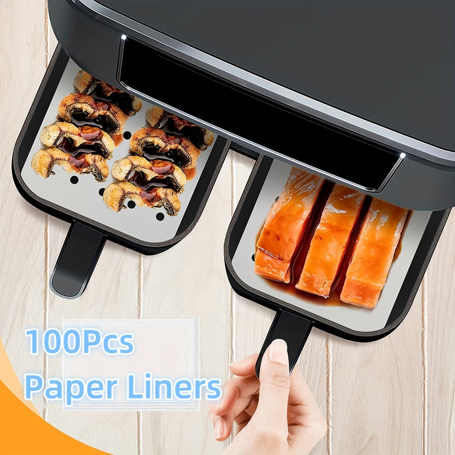 5-Piece Air Fryer Accessories Set for 10 Quart Dual Basket Air Fryers with Racks Paper Liners and Silicone Anti-Scalding