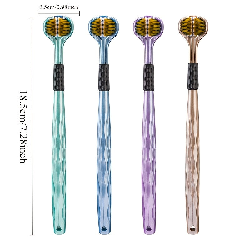 Set of 4 and 2 U-Shaped Toothbrushes for Adults Soft Nylon Bristles Tongue and Teeth Cleaning