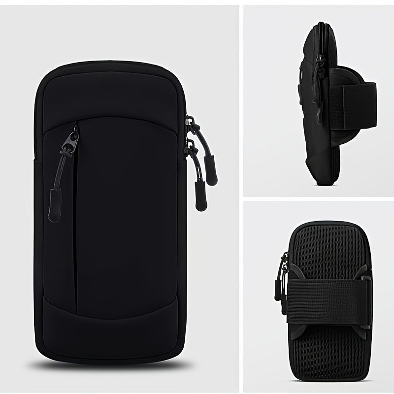 Waterproof Arm Phone Bag Polyester Fiber Zipper Closure for Running Hiking Fitness Adjustable Wristband Mobile Pouch