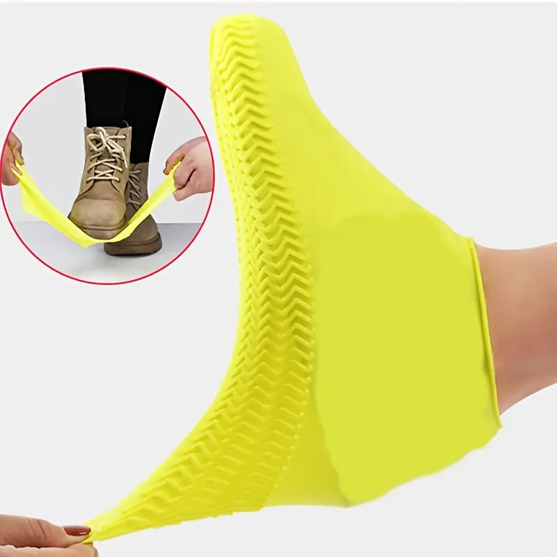 2pcs Silicone Waterproof Rain Boot Covers Non-slip Dust Shoe Protectors