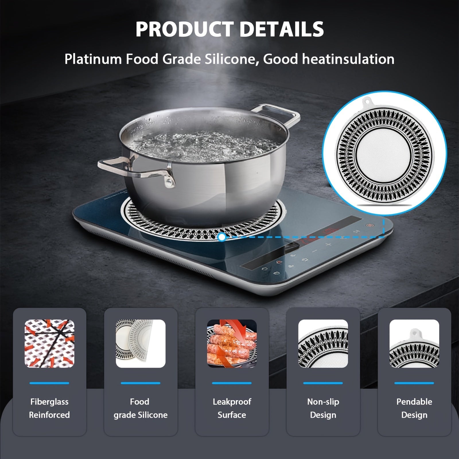Silicone Induction Cooktop Protectors Non-Scratch Mats for Stoves and Air Fryers