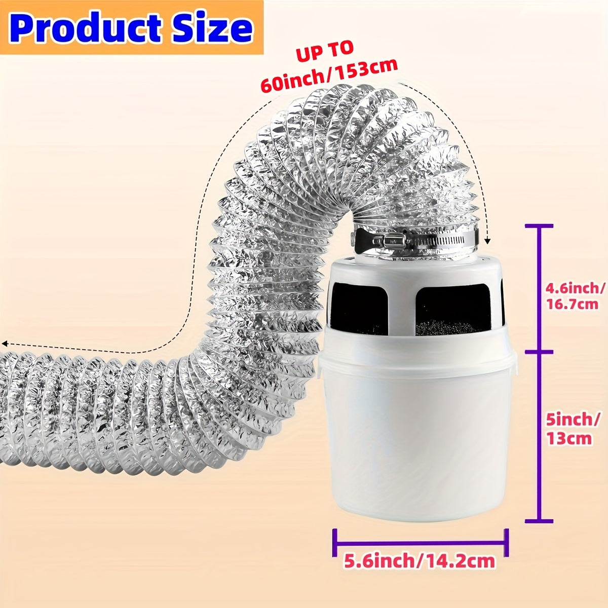 60-Inch PVC Dryer Vent Kit with Lint Trap and Filter Sponge