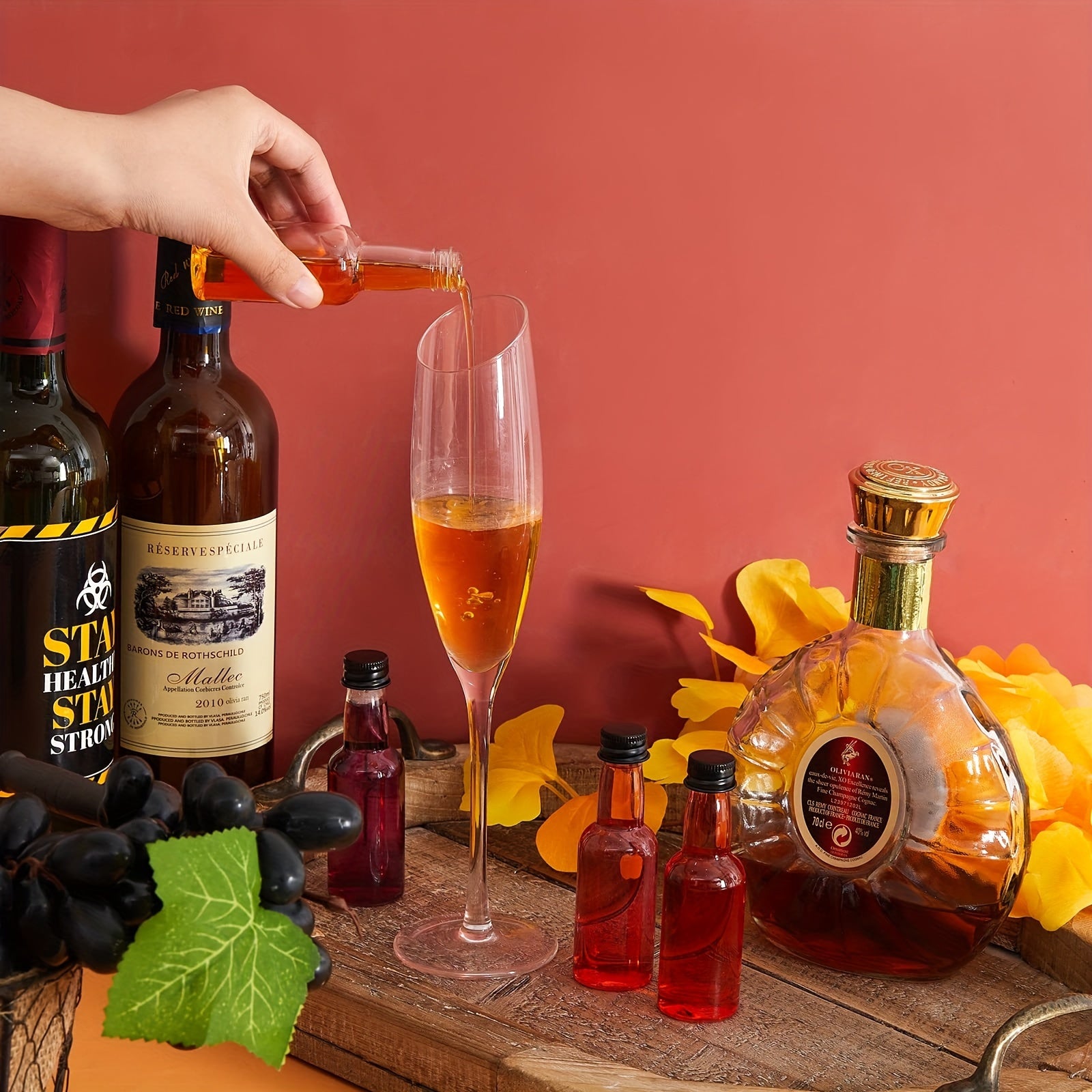 Набор мини-бутылок для алкоголя 50 штук, многоразовые пластиковые, 0,85 унций и 1,7 унций, для свадеб и вечеринок