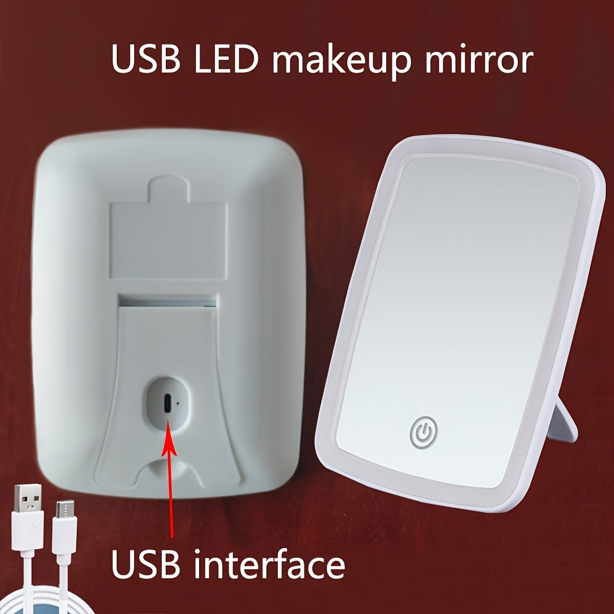 Portable LED Makeup Mirror with Touch Control and Adjustable Brightness