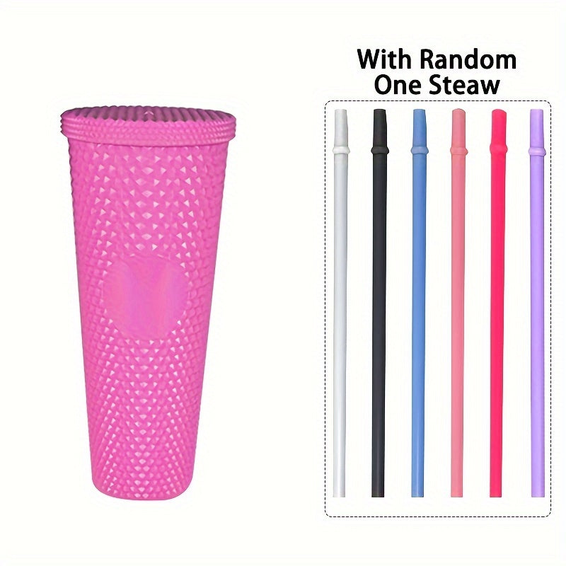 3 бутылки для воды с соломкой Durian Texture, многоразовые - двойной слой пластика, без BPA, пастельный розовый и голубой, 450 мл/700 мл/1100 мл для путешествий, фитнеса, кемпинга и повседневного использования