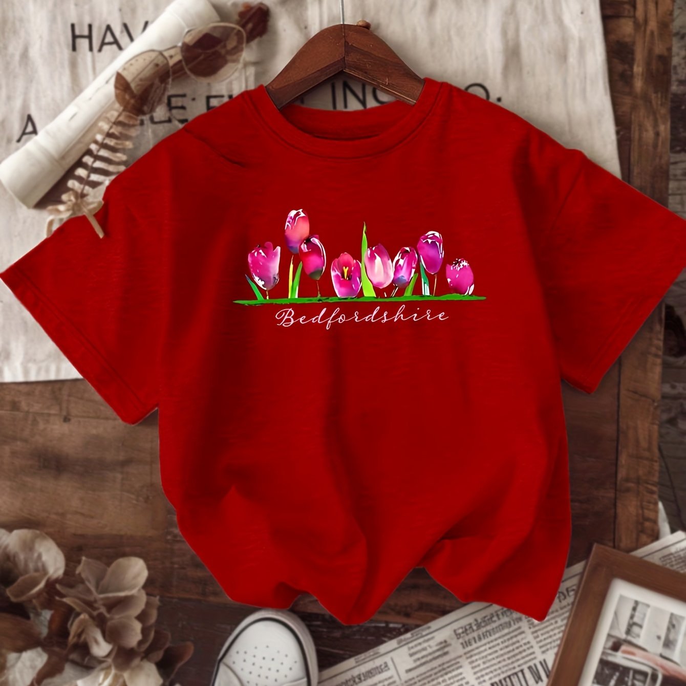 Women's Green Cotton T-Shirt Short Sleeve Casual Summer Top