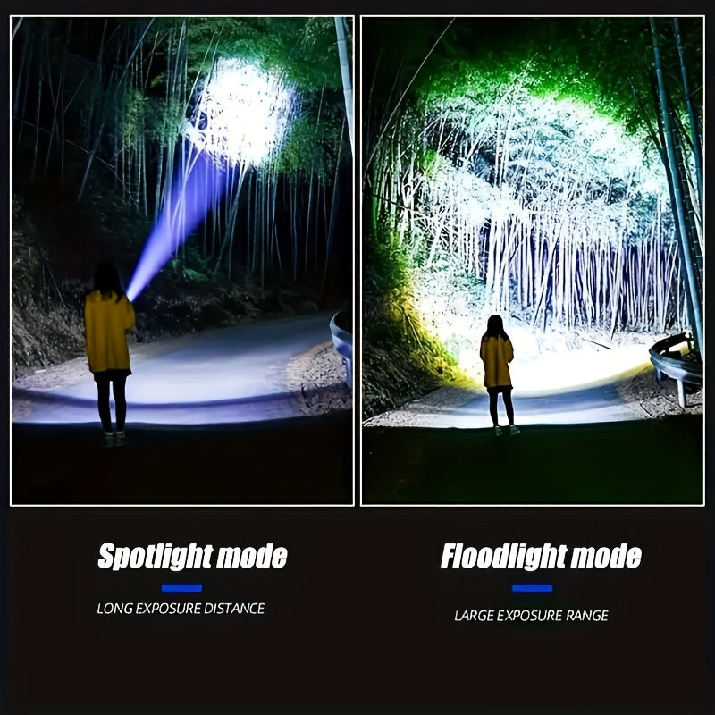 1500 Lumens LED Flashlight USB Rechargeable Zoomable COB Tail Light for Camping Hunting Outdoor