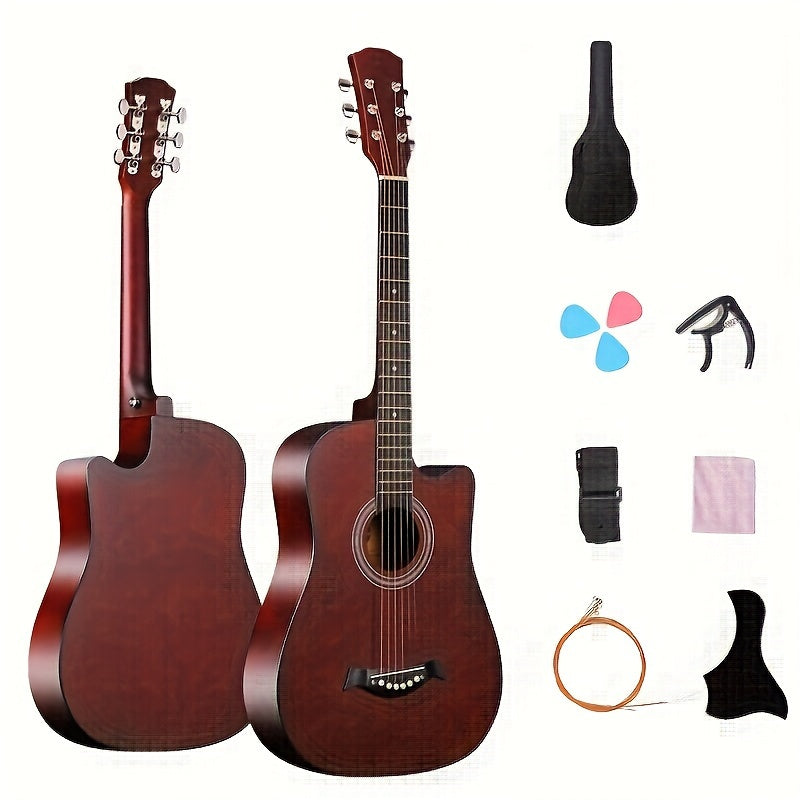Kit de guitarra acústica para principiantes 96.52cm de tilo acabado mate con accesorios