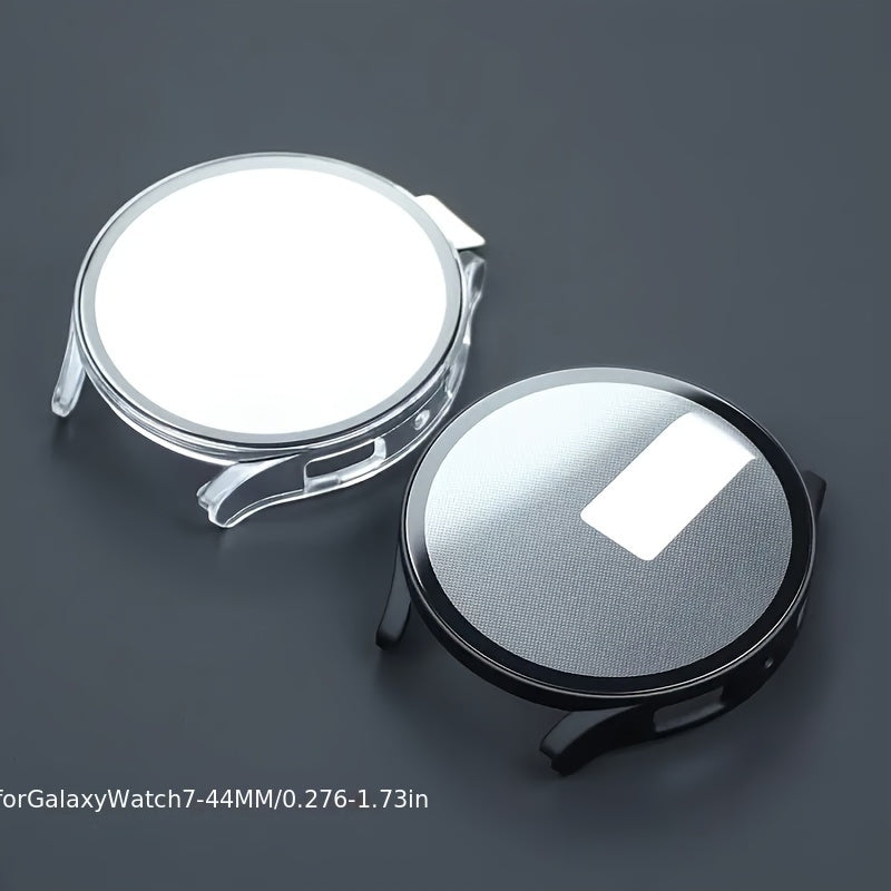 2-Piece Protective Case with Tempered Glass Film and Matte Table Holder for Smartwatch 40mm 44mm