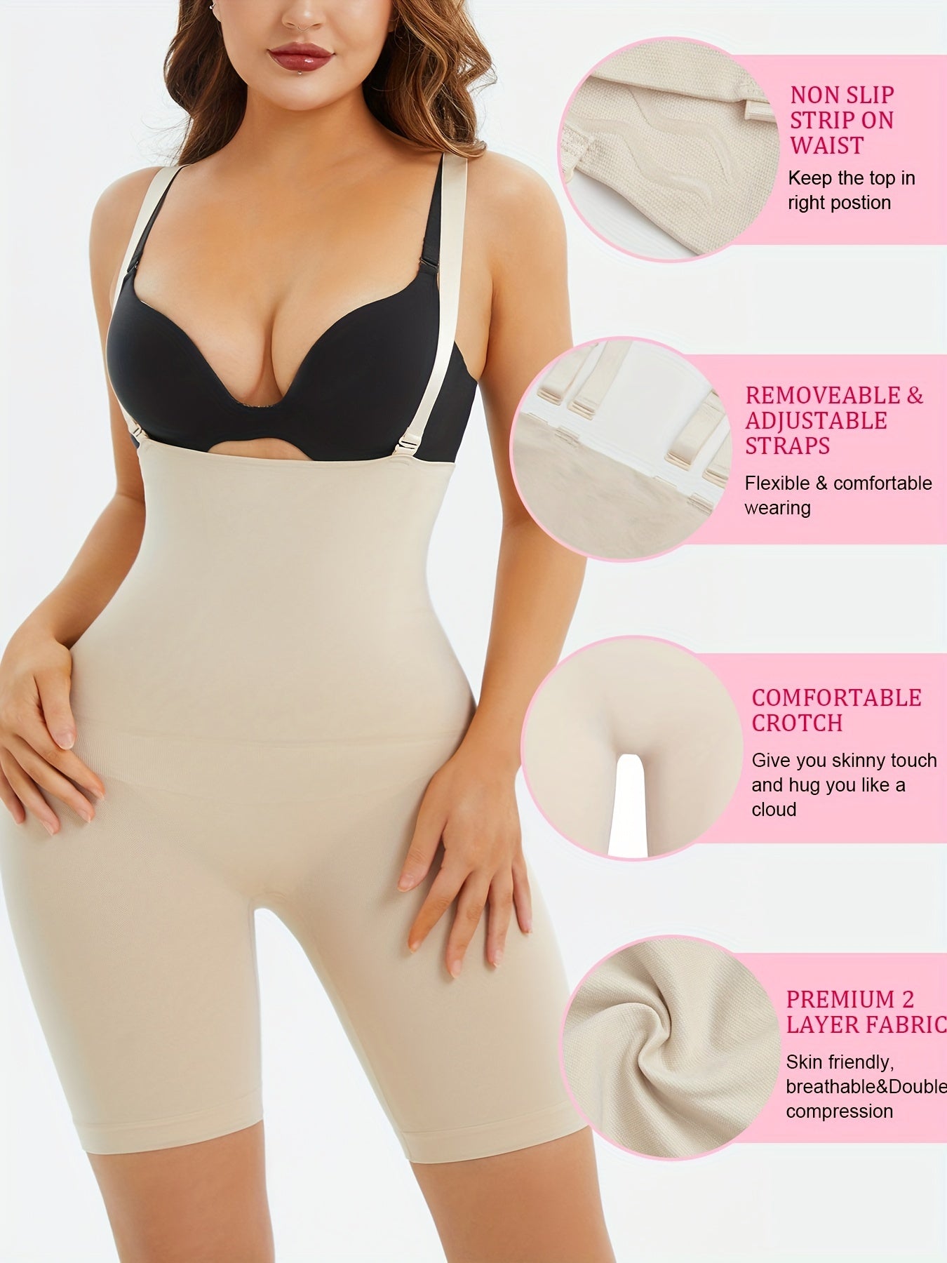 Women High Waist Compression Shorts Shapewear Tummy Control Butt Lift Solid Color