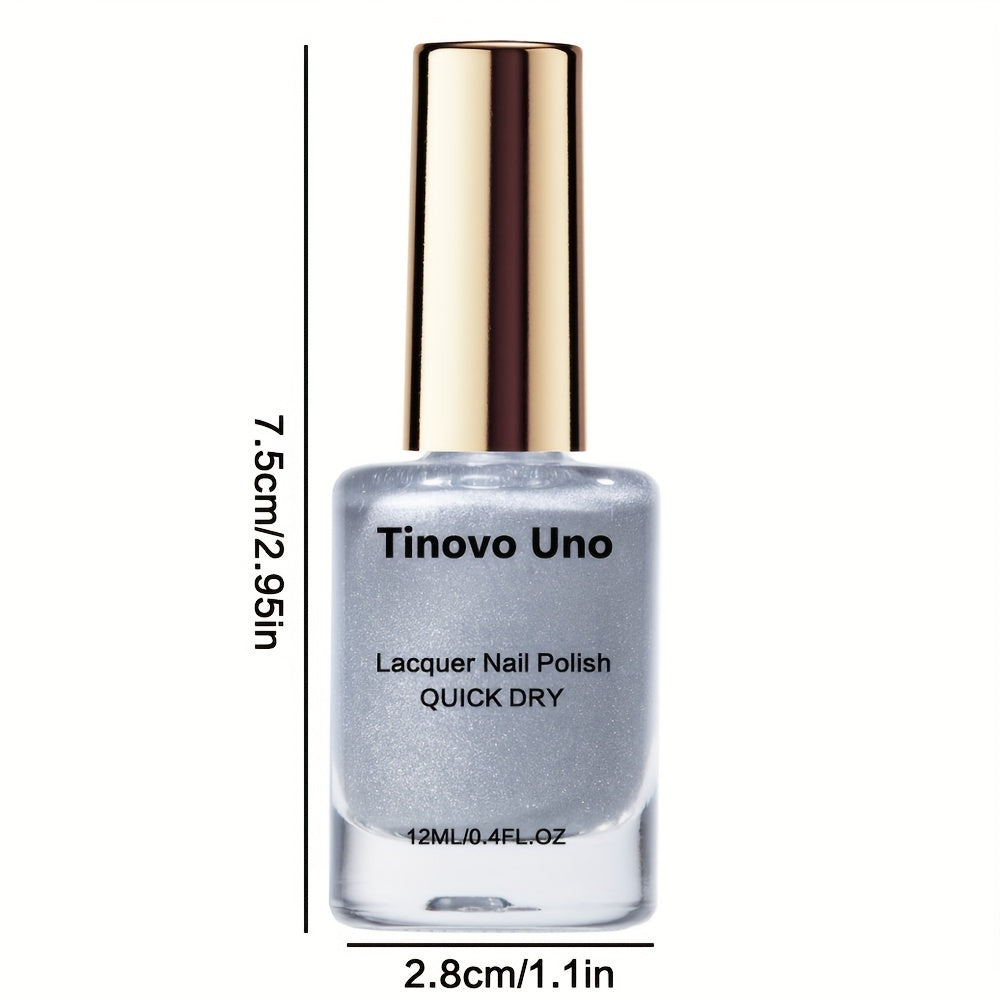 Women's Metallic Silver Nail Polish Chrome Finish No-Bake Quick-Dry