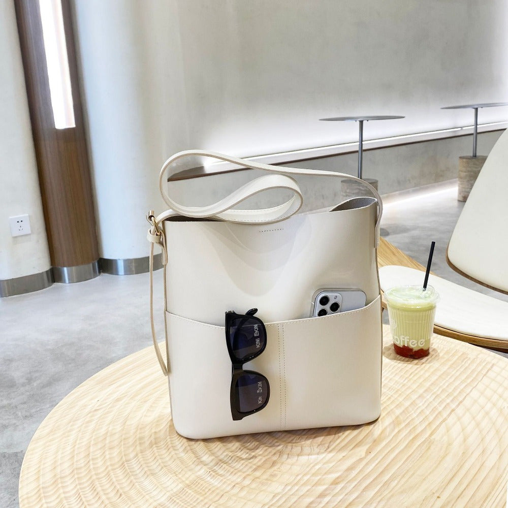 Large Black Tote Bag for Women with Polyurethane Lining and Magnetic Closure