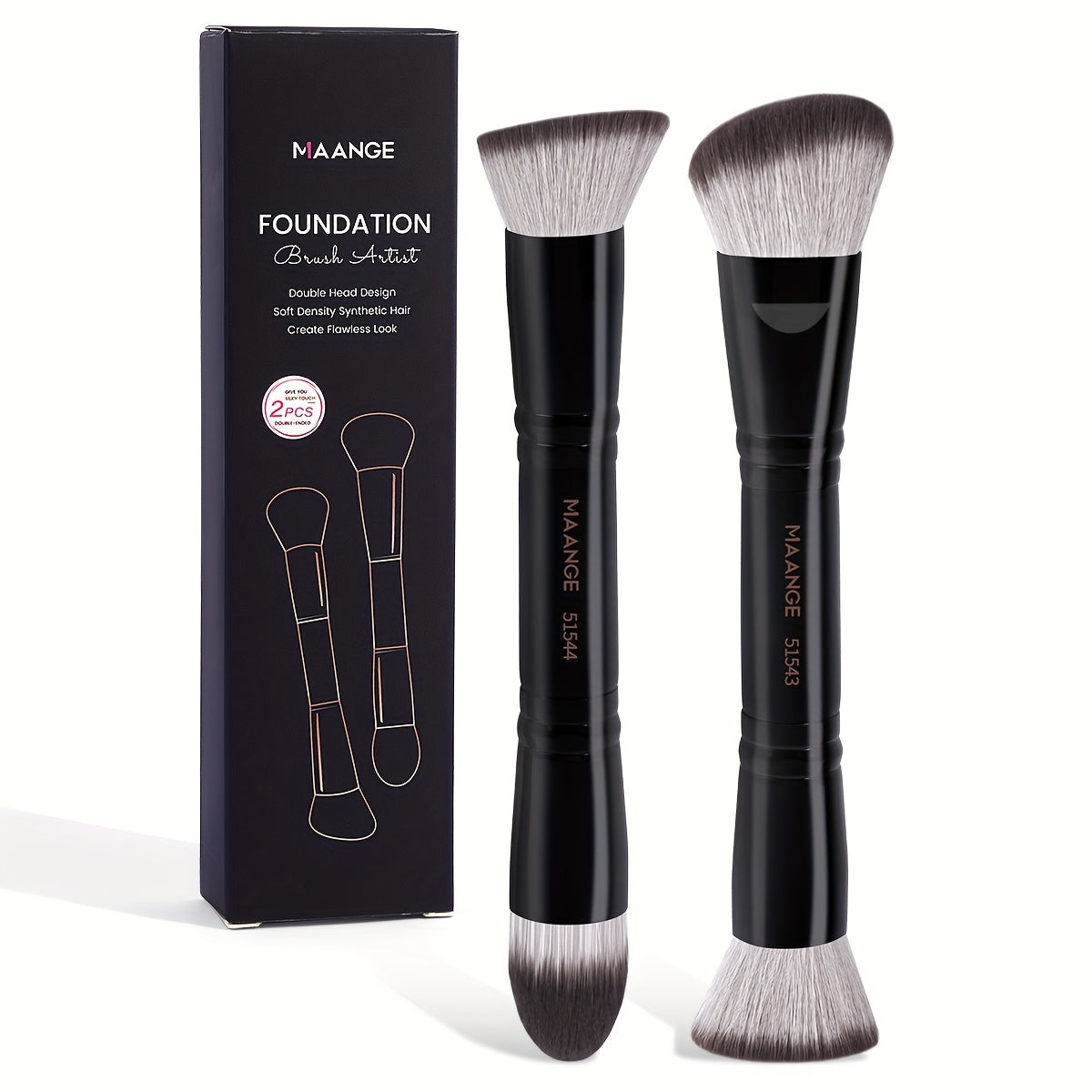 Set de 2 brochas de base para contornear, tamaño de viaje, fácil de llevar