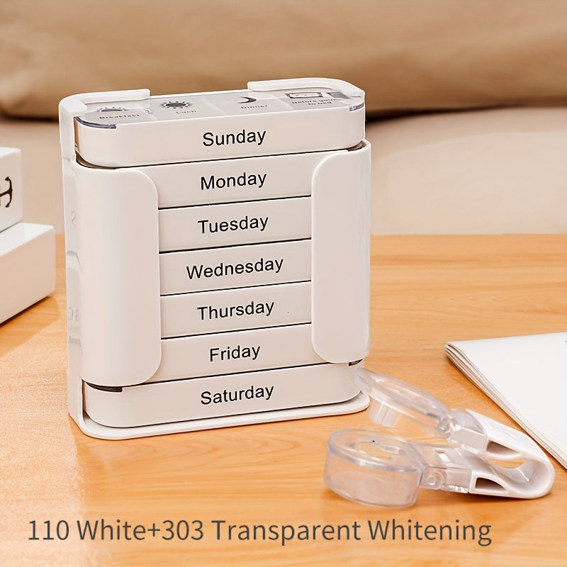 Large Capacity Pill Organizer for a Week with Daily Medication Compartments