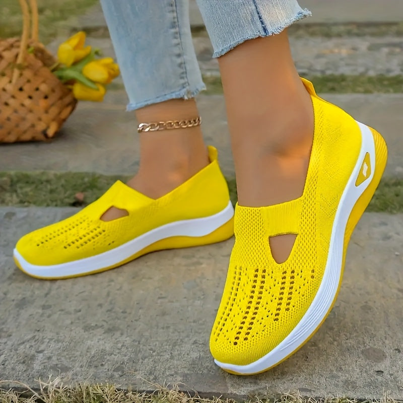 Women’s Breathable Canvas Open-Toe Walking Shoes Lightweight Flat Sneakers