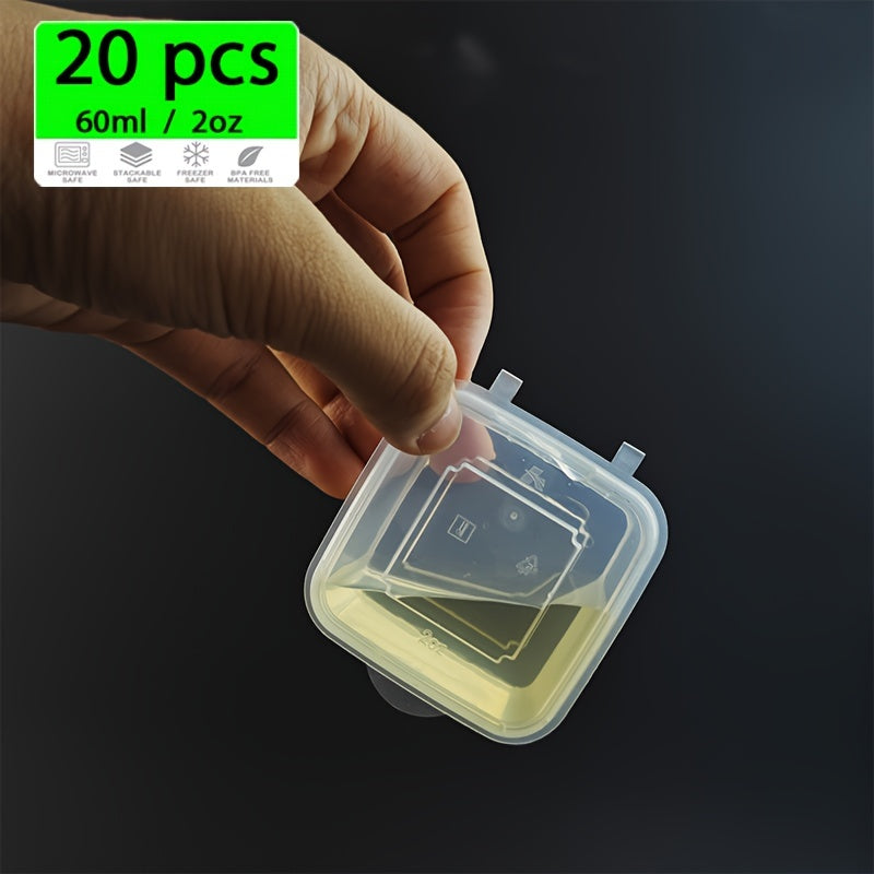 20 Pieces of 2-Ounce Disposable Plastic Cups with Lids Leakproof BPA-Free for Salads and Dressings
