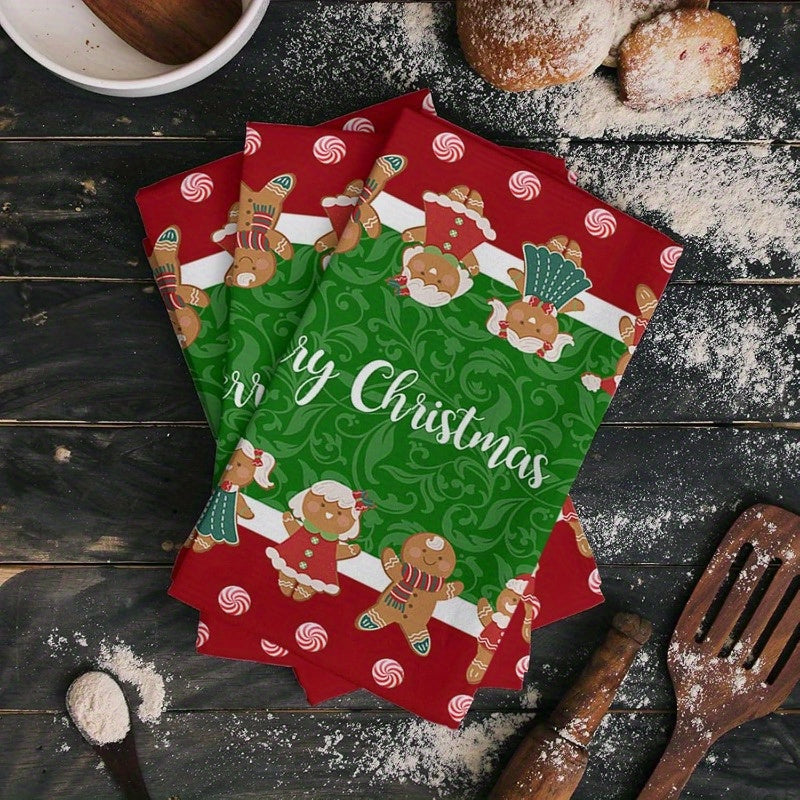 Juego de toallas de cocina de dos piezas 45.72x66.04cm Hombre de jengibre de Navidad Bastón de caramelo