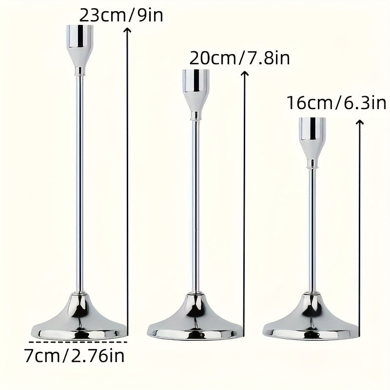 Juego de tres elegantes portavelas de una sola cabeza para decoración romántica europea en negro y dorado