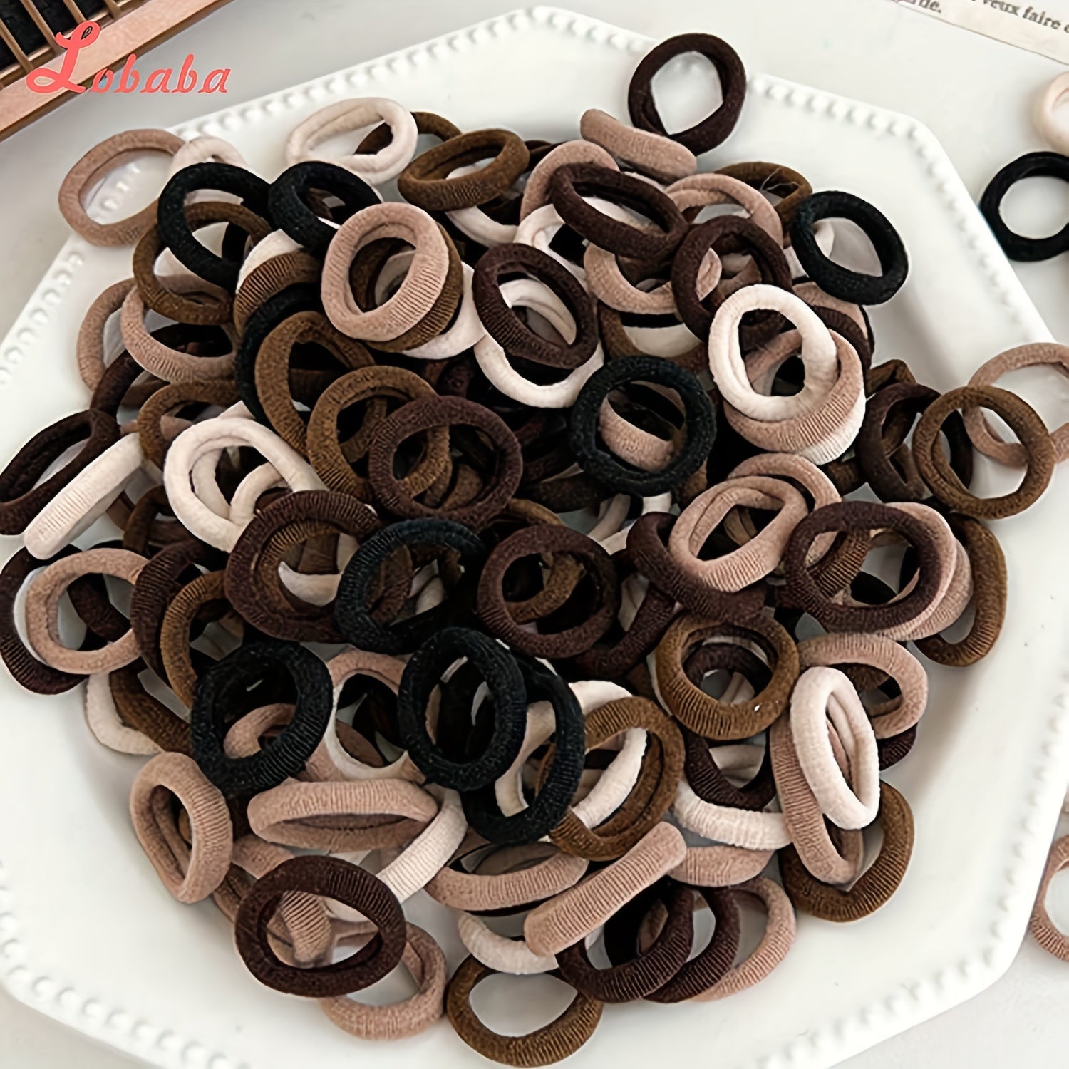 300PCS Elastic Hair Ties for Teens and Adults Seamless Rubber Bands in Mixed Colors