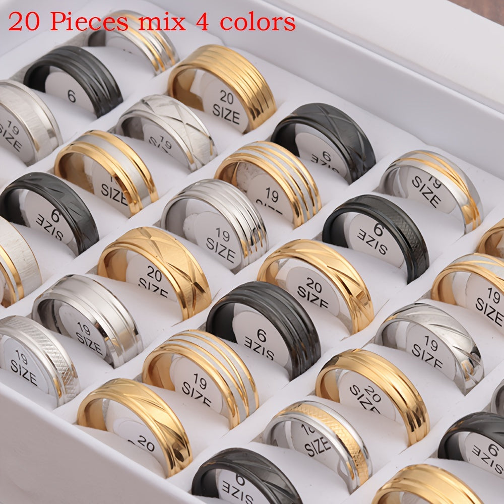 Two-Color Stainless Steel Ring Waterproof Sweat-Proof Jewelry for Men Women