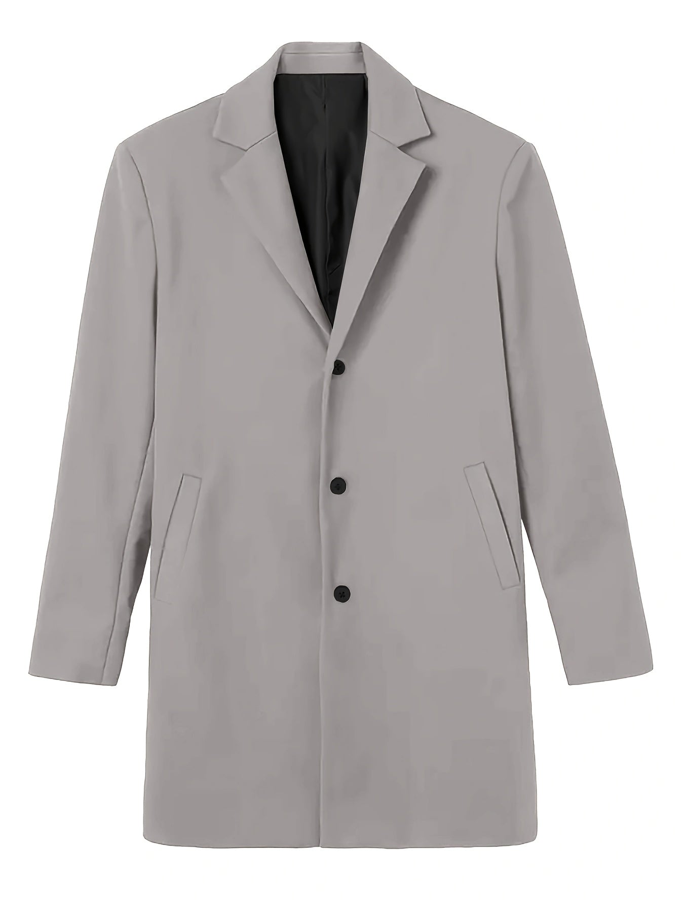 Men's Fall Winter Polyester Solid Color Long Sleeve Lapel Work Coat