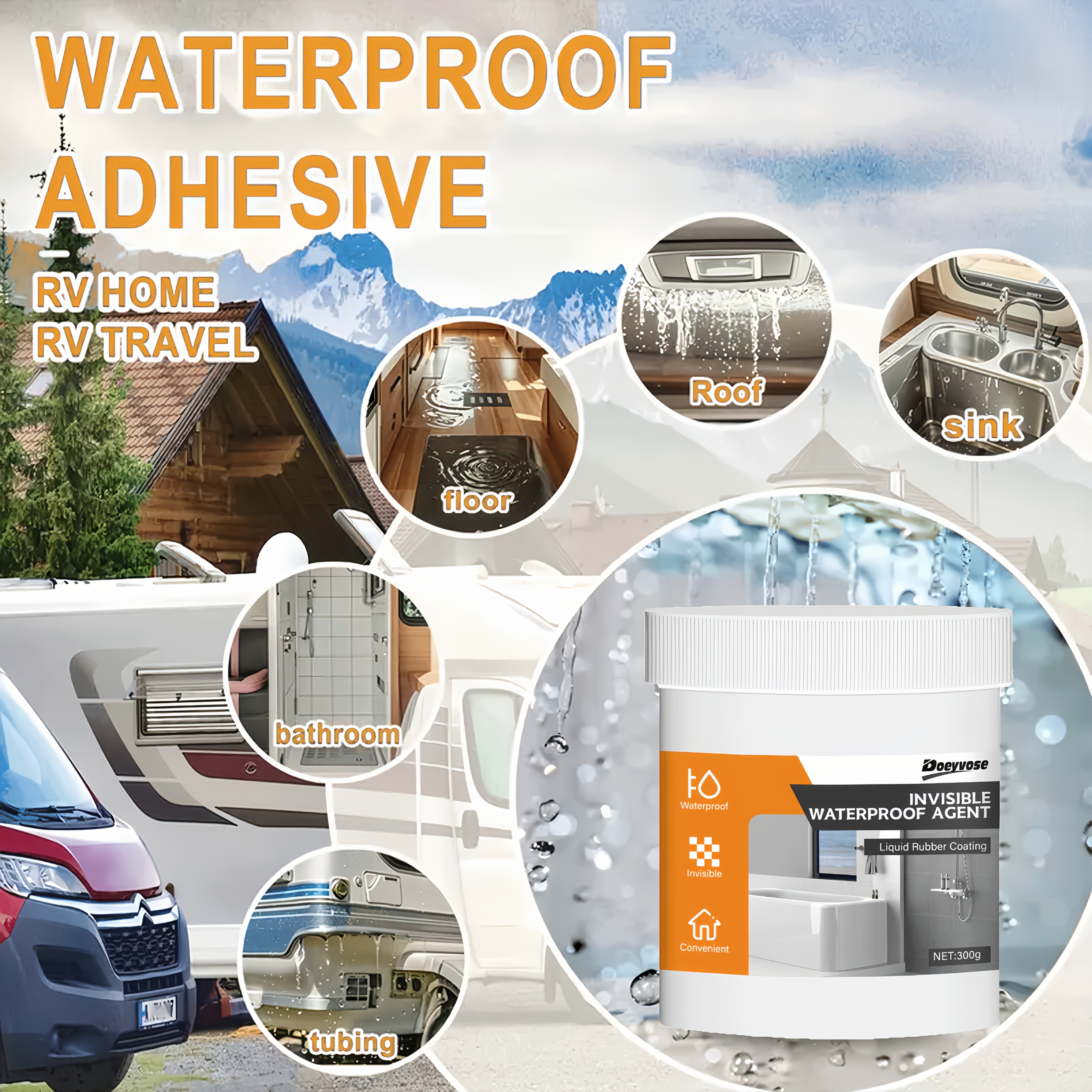 Transparent RV Roof Sealant Waterproof Wall Bathroom Repair Easy Application