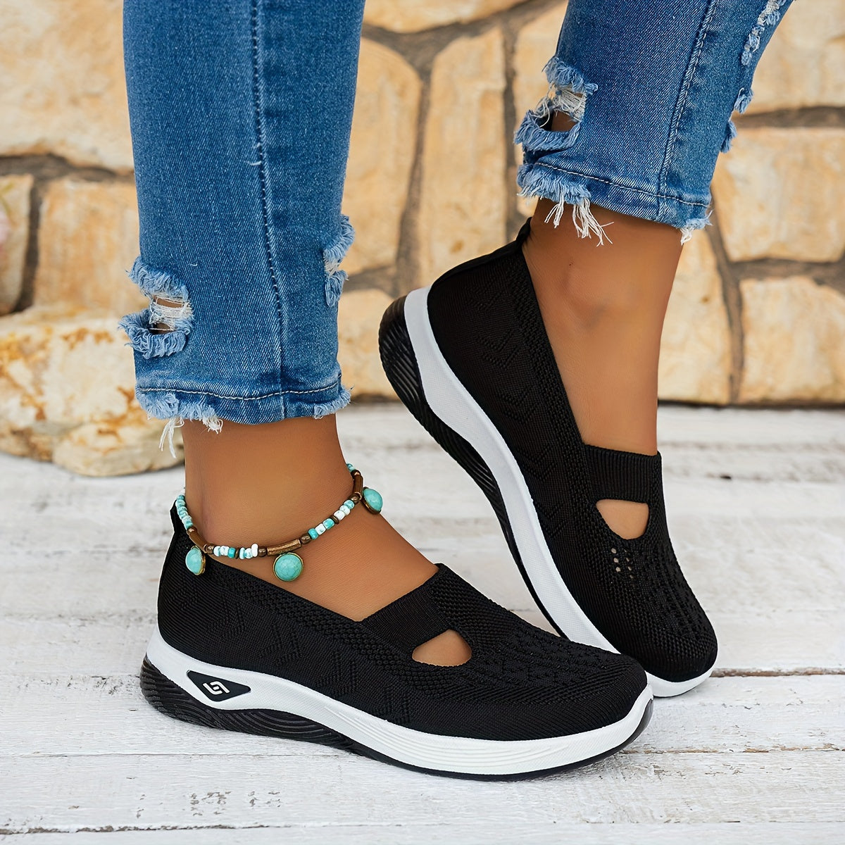 Ladies' Knitted Sneakers Lightweight Breathable Casual Shoes