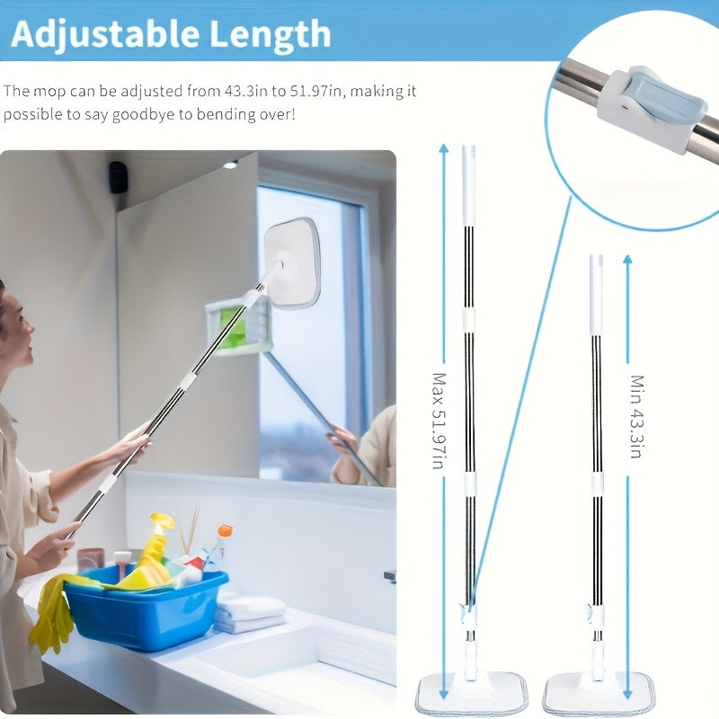 Juego de fregona para el hogar Square con cubo y 2 fregonas, sin necesidad de lavado a mano