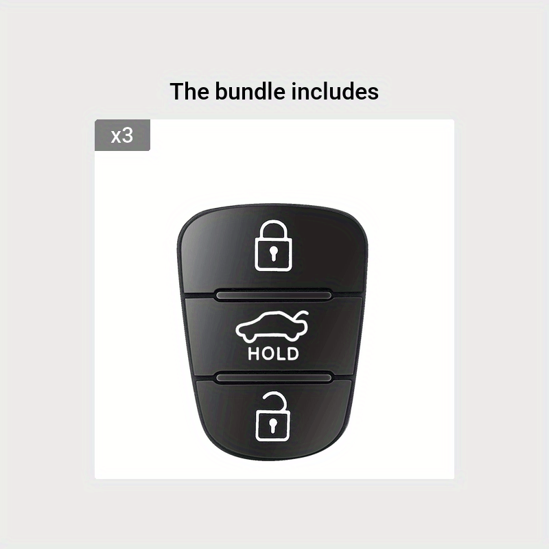 Replacement Rubber Key Shell for Car Remote, 3 Buttons, Black