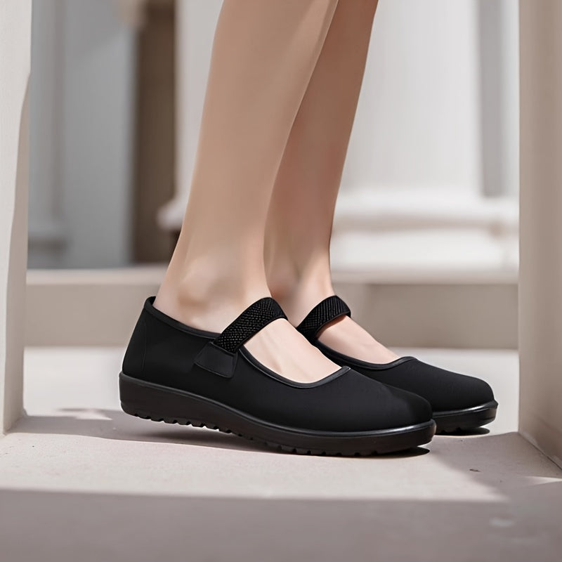 Ayollar uchun slip-on poyabzal qora, kundalik va rasmiy, qulay, yostiqlangan ichki qism