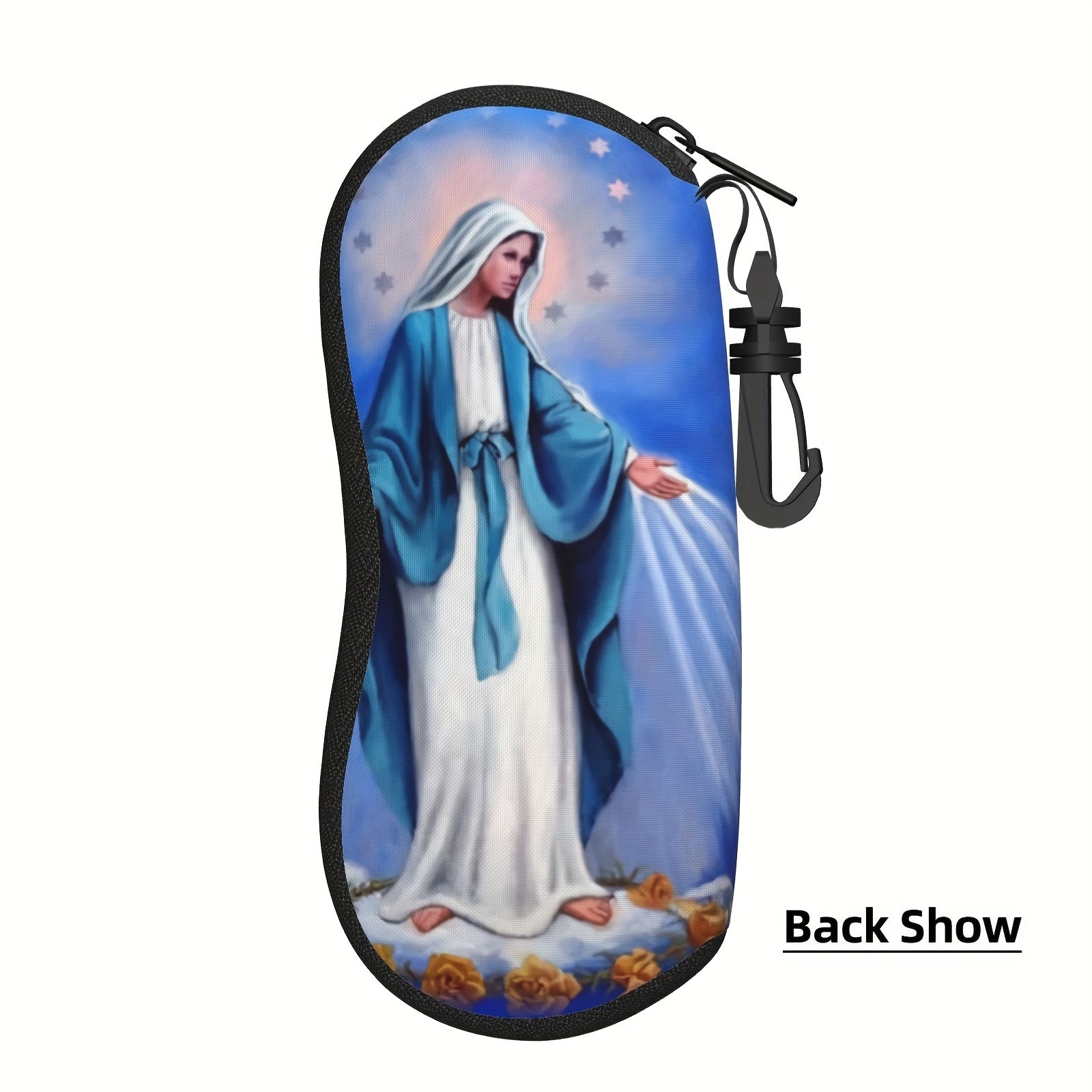 Our Lady of Fatima Virgin Mary Eyeglass Case Waterproof Neoprene with Keychain