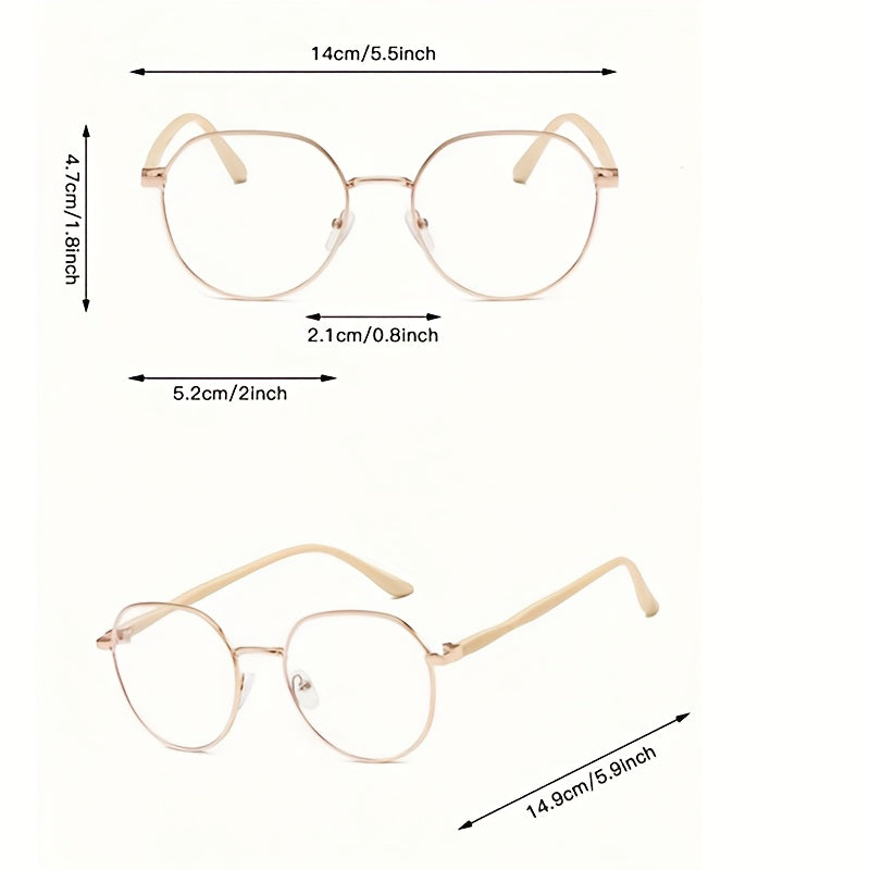 Women's Minimalist Metal Frame Glasses with Flat AC Lenses and Case