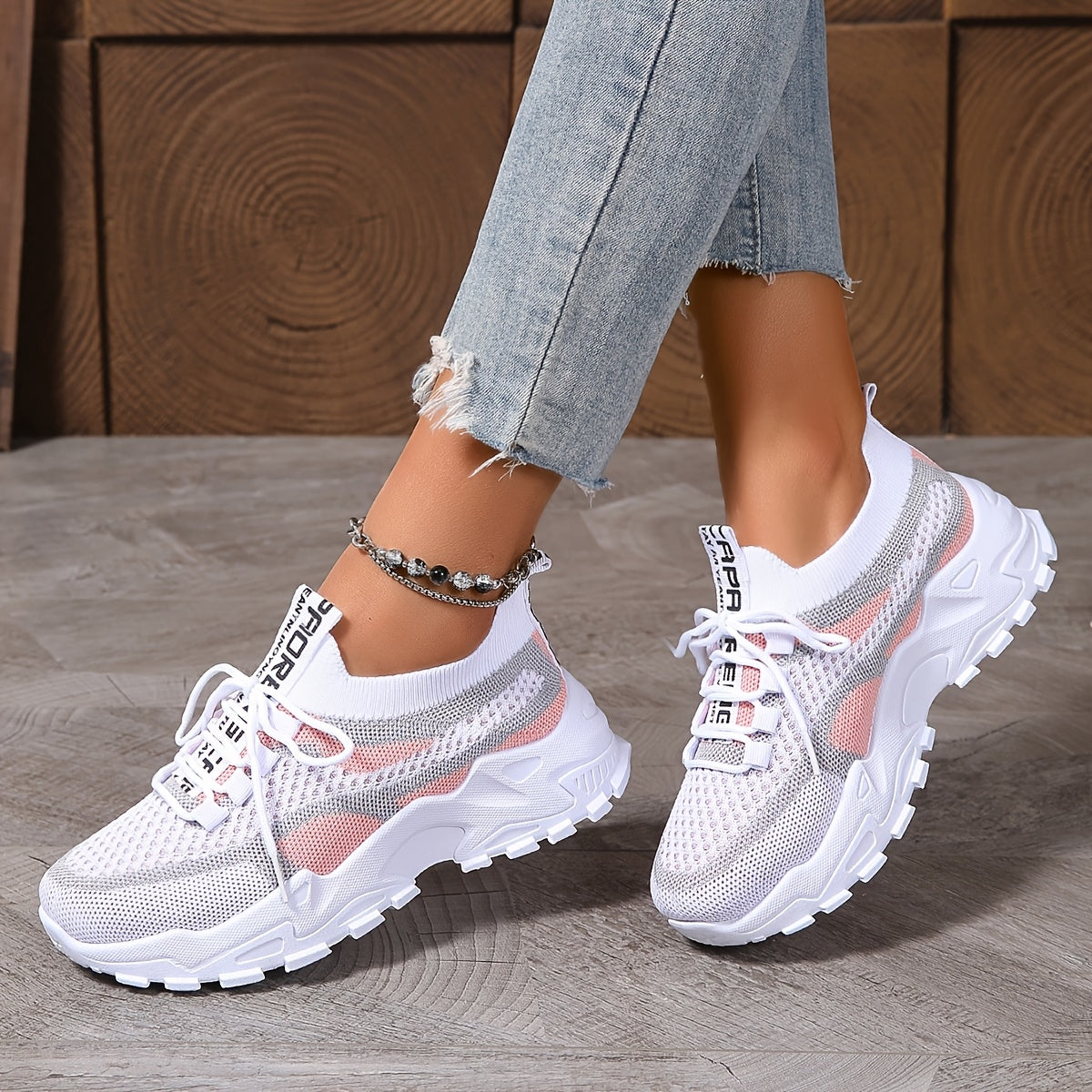 Women's Breathable Knit Low-Top Running Sneakers Lightweight Casual Shoes