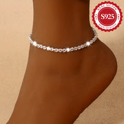 Women’s Adjustable Zirconia Anklet Sterling Silver Hypoallergenic Jewelry