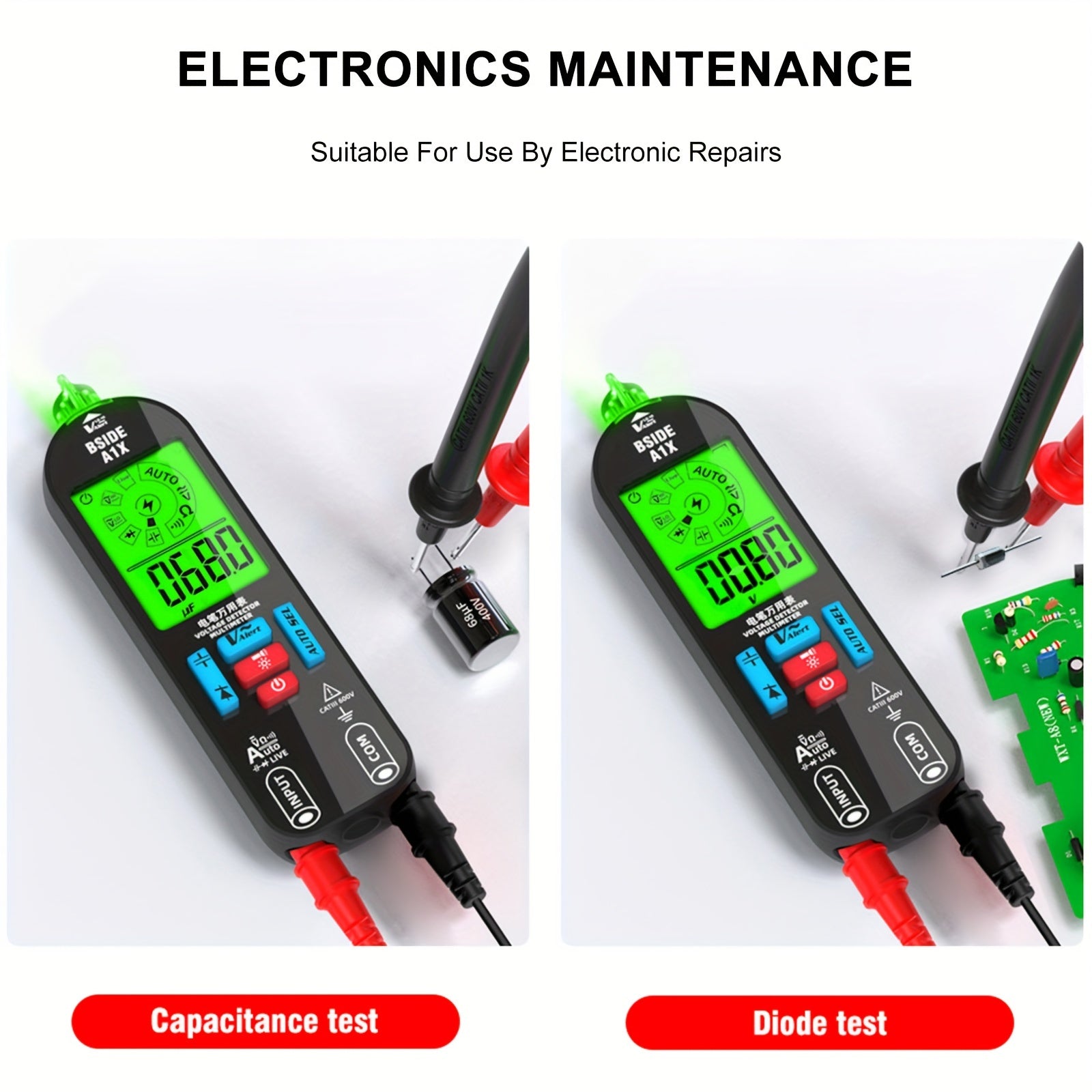 Digital Multimeter with LCD Display Non-Contact Voltage Tester Rechargeable Resistance Continuity Testing