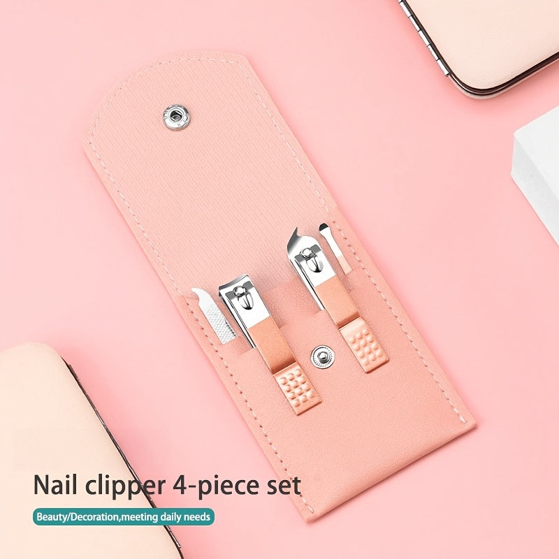 Pink Nail Care Set for Girls with Stainless Steel Tools and Storage Case