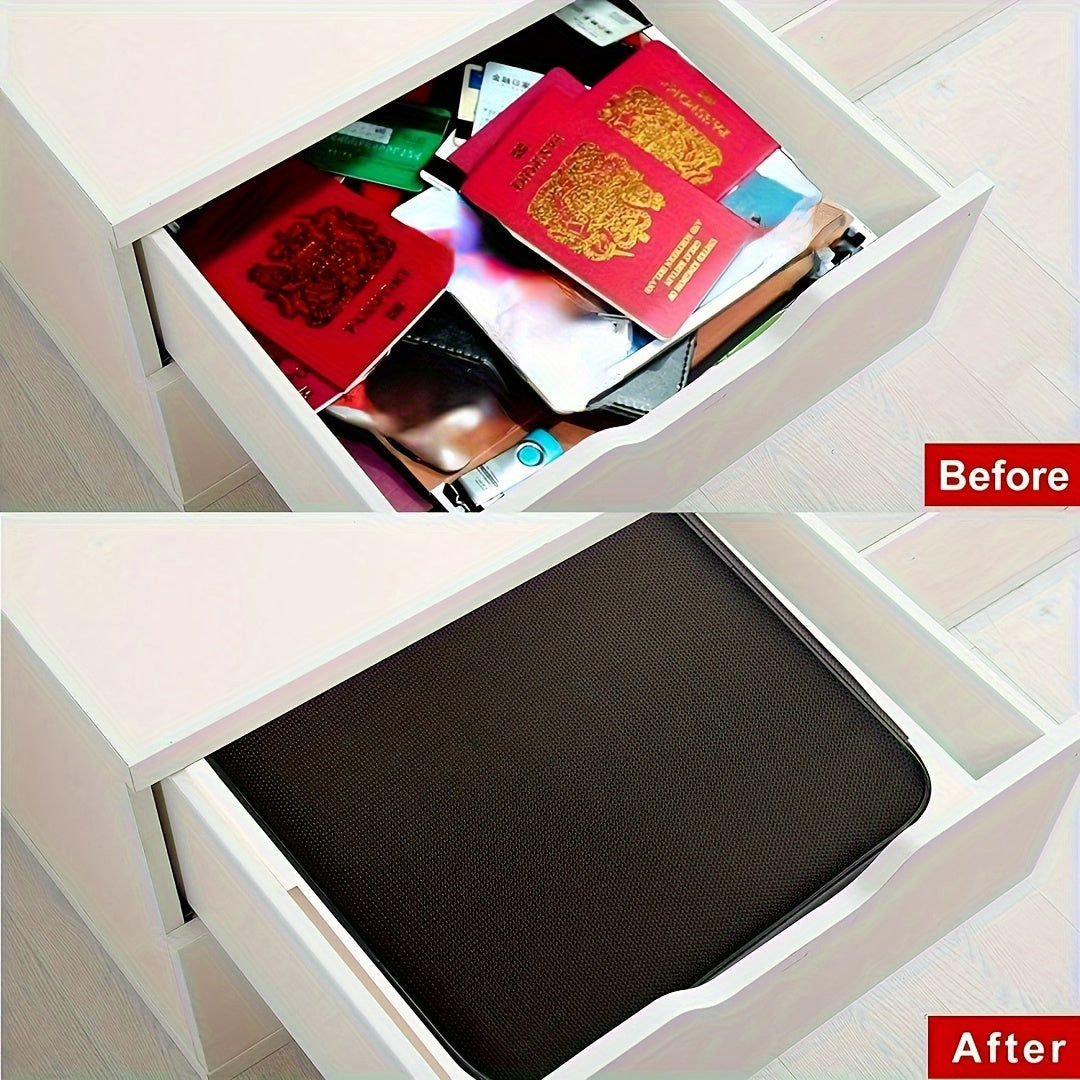 Document Organizer Bag with Combination Lock, 3-Layer File Storage, Water-Resistant Zipper