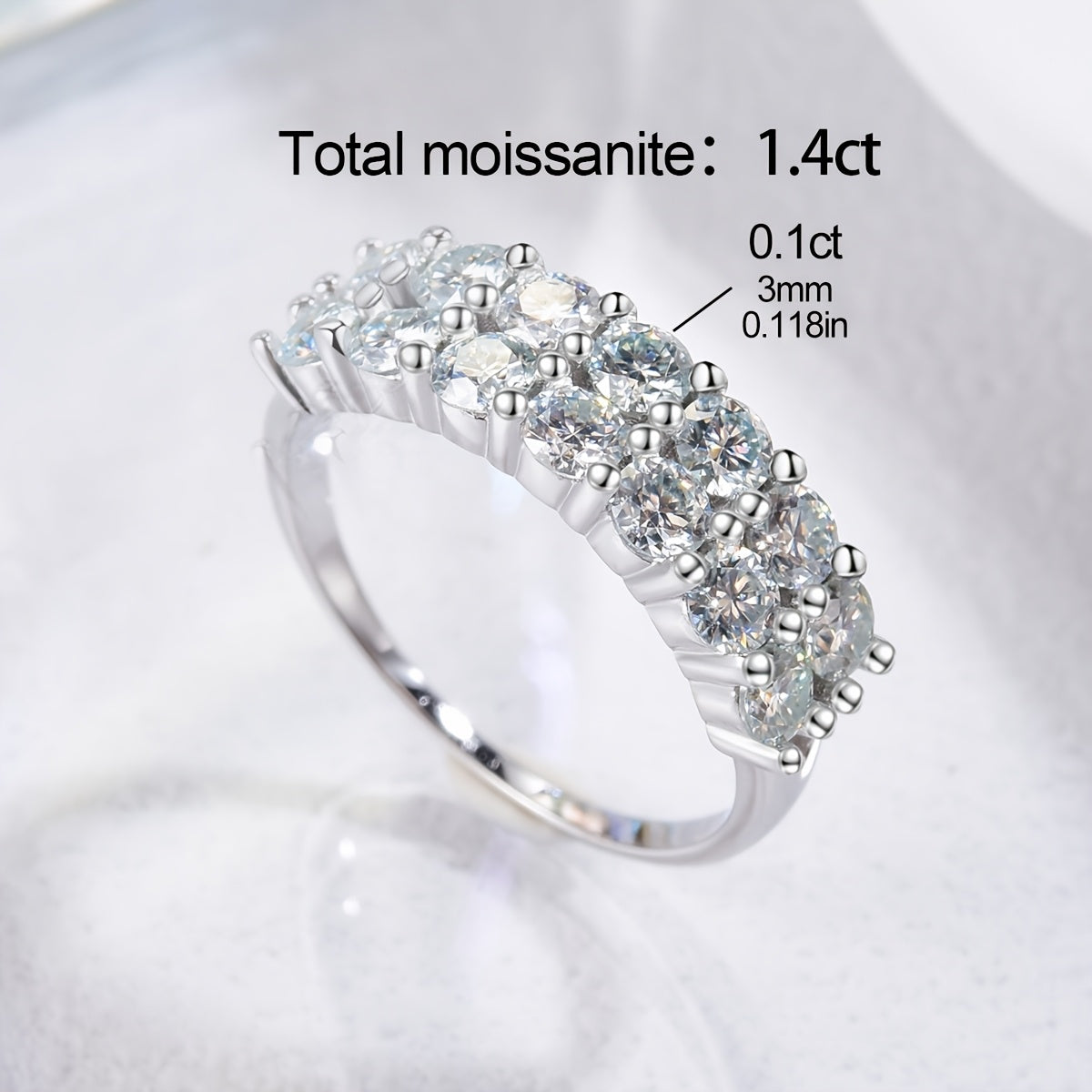 Moissanite Engagement Ring 1.4 Carat Sterling Silver Promise Wedding Jewelry