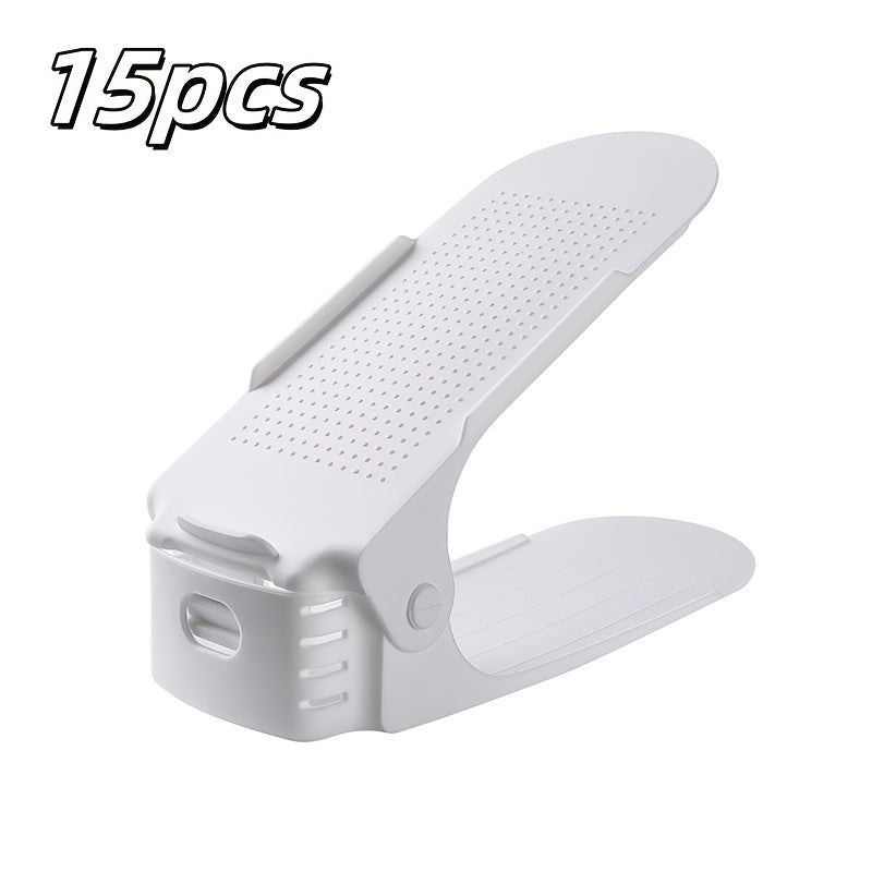 Регулируемая пластиковая полка для обуви на 1/5/10/15/20 предметов, идеально подходит для дома и общежития - компактное и простое в сборке решение для хранения обуви