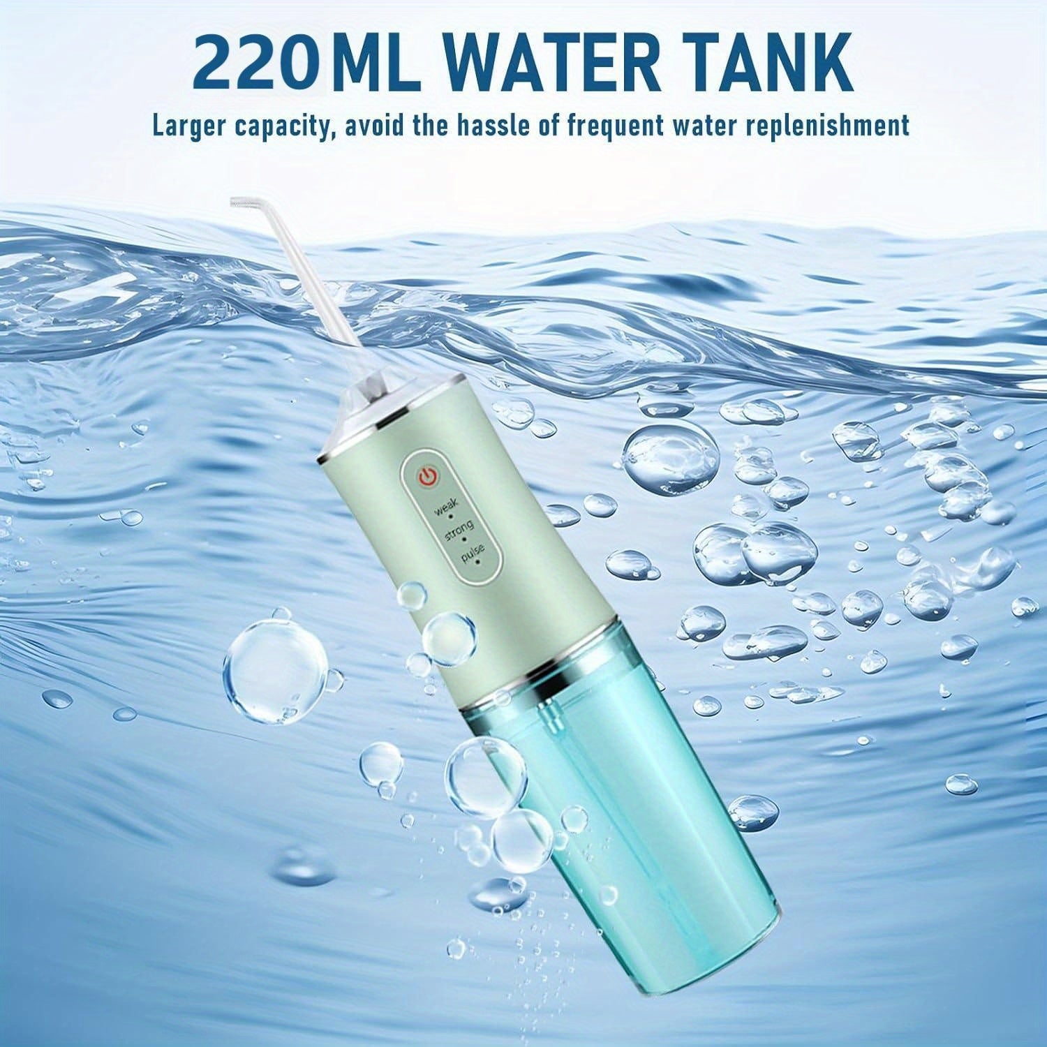 Portable Cordless Water Flosser for Teeth Cleaning with 3 Modes and 4 Nozzles