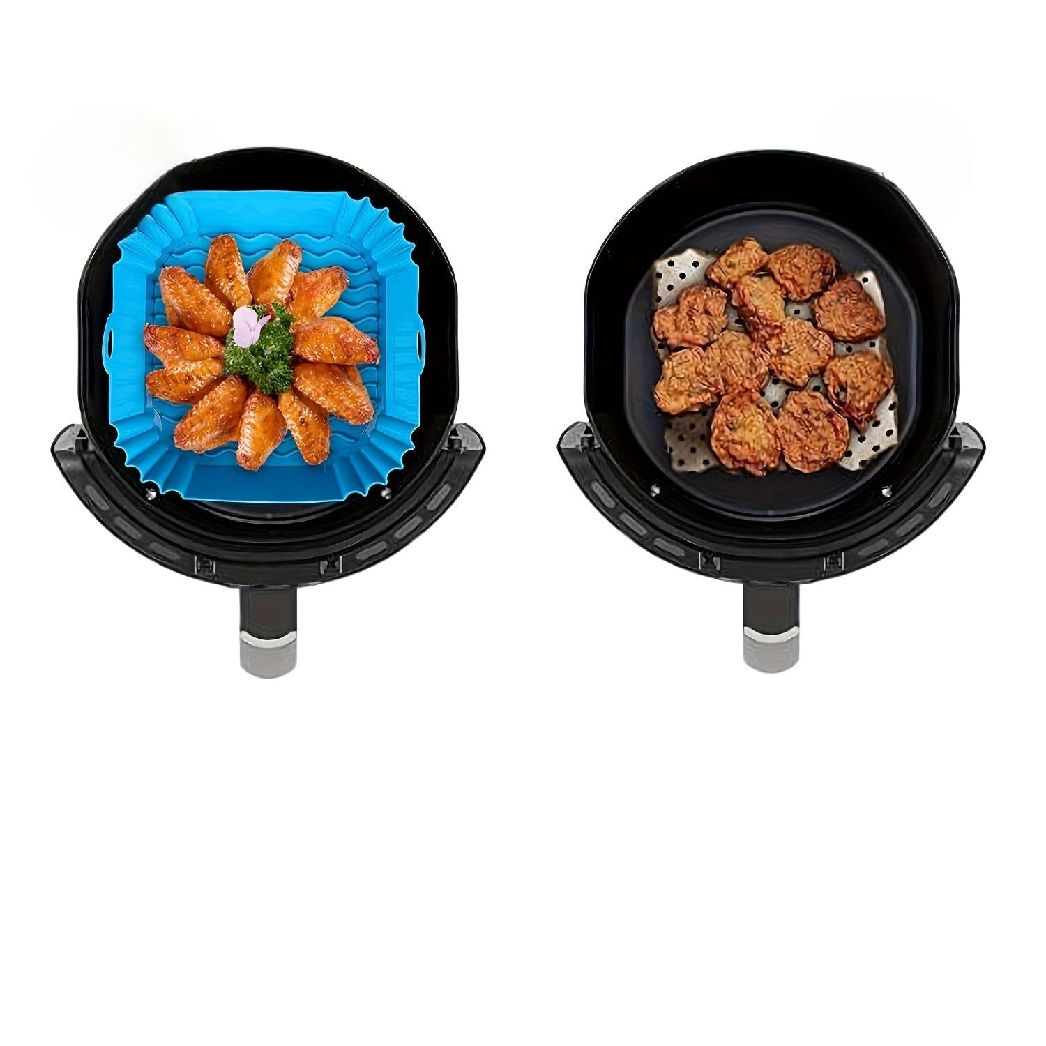 Silicone Air Fryer Liner Square 20.3cm Non-Stick Food-Safe Reusable for 4-7QT Ovens Microwave