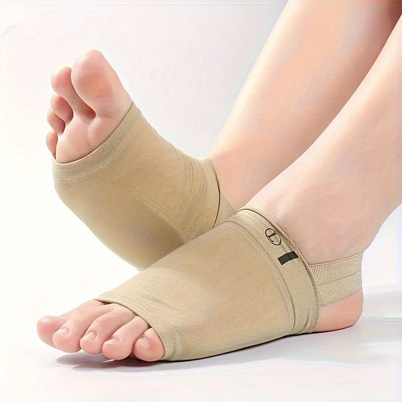 Unisex Beige Adjustable Arch Support Sleeves for Foot Pain Relief