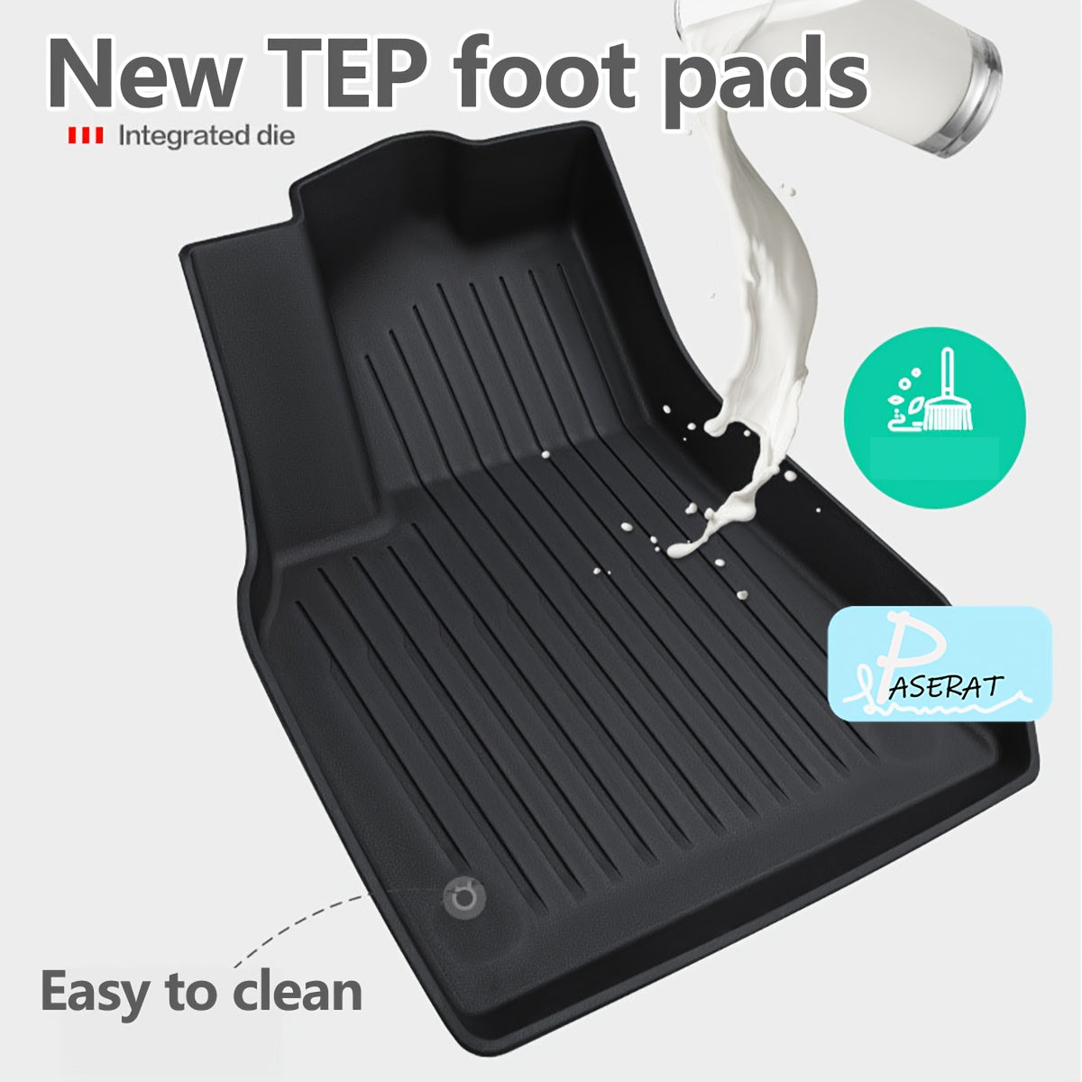 Non-Slip PU Leather Floor Mats for Tesla Model 3 and Y, Easy Clean, Stylish