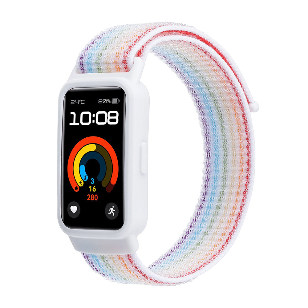 Nafas oladigan Naylon Loop Band uchun Aqlli soat Huawei Band 7 8 9 bilan mos keladi, sozlanadigan rang-barang moslashuv, erkaklar va ayollar uchun
