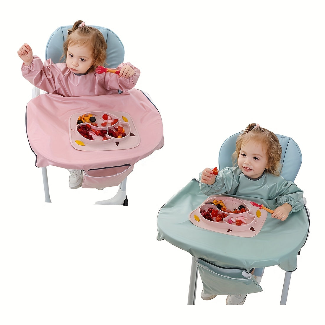 Baby Bibs Waterproof Stain and Odor Resistant with Sleeves for Ages 6-36 Months