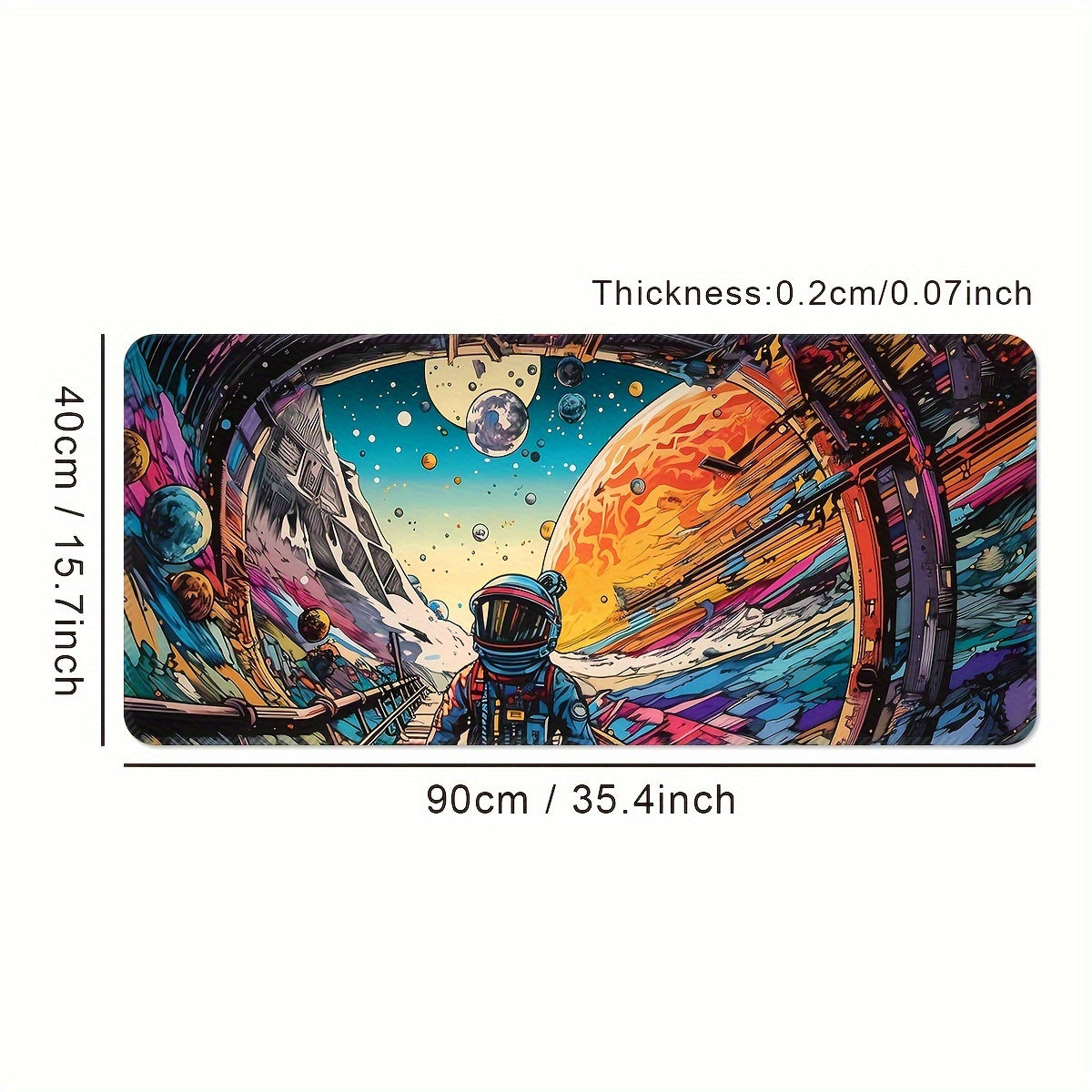 Alfombrilla de ratón de goma grande para juegos con tema espacial, antideslizante, lavable y de gran tamaño