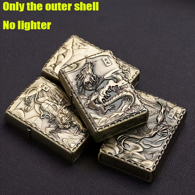 Bronze Relief Wall Decor With Four Divine Beasts and Windproof Lighter Case
