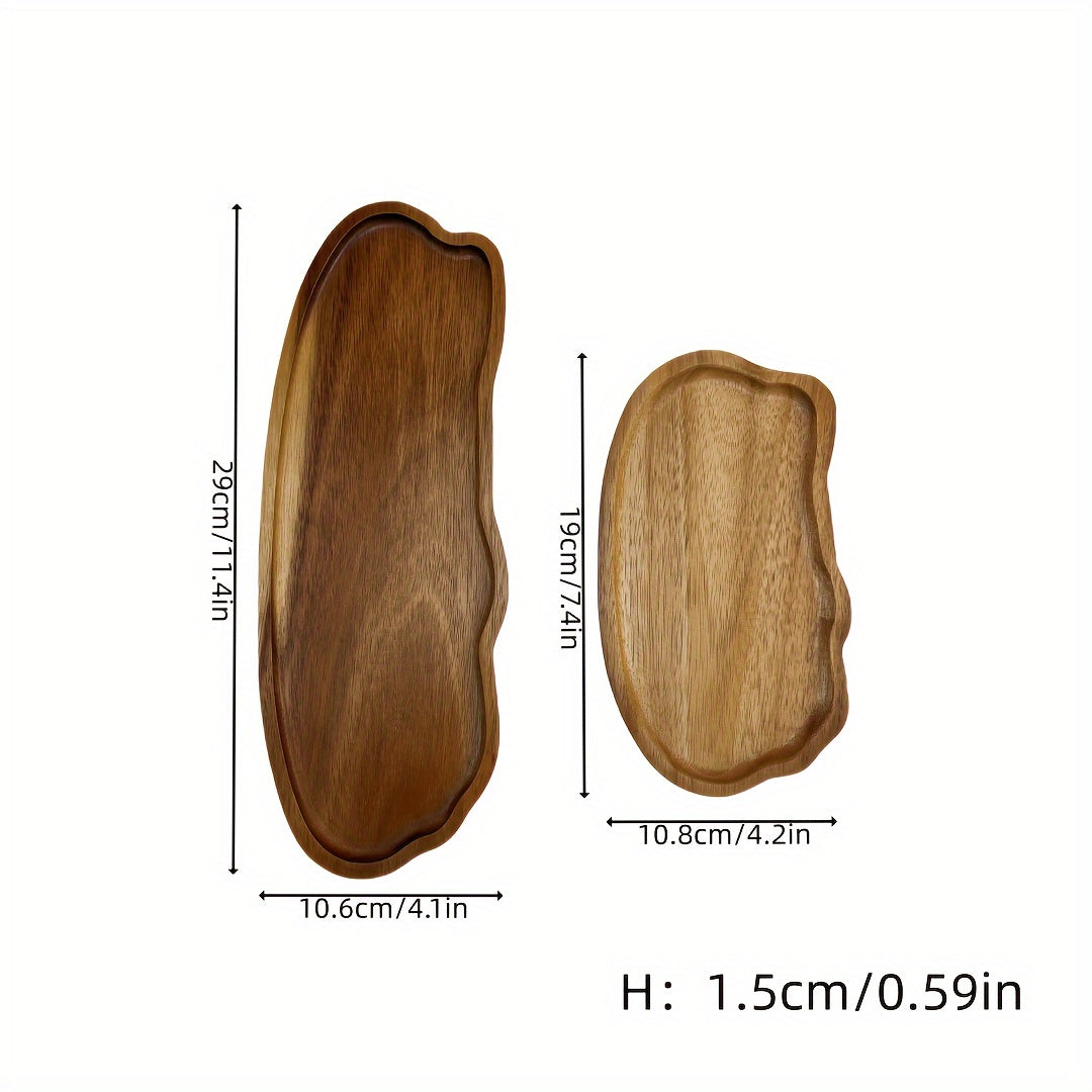 Acacia Wood Serving Tray Irregular Shape with Smooth Polished Surface for Cheese Bread Fruits Vegetables